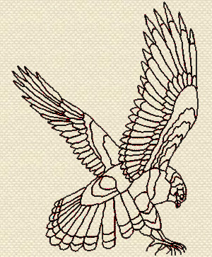 Machine Embroidery Design Falcon redwork